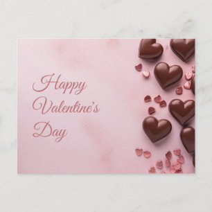 Chokladhjärtan på rosa Alla hjärtans Vykort