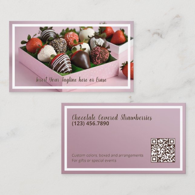 Chokladjordbär QR Visitkort (Fram/baksida)
