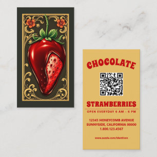 chokladjordgubbe med qr-kod visitkort