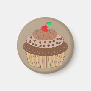 Chokladkaka med körsbär på topp magnet