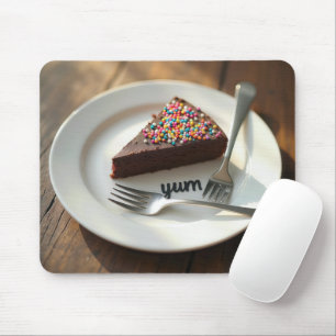 Chokladkaka på en platta musmatta