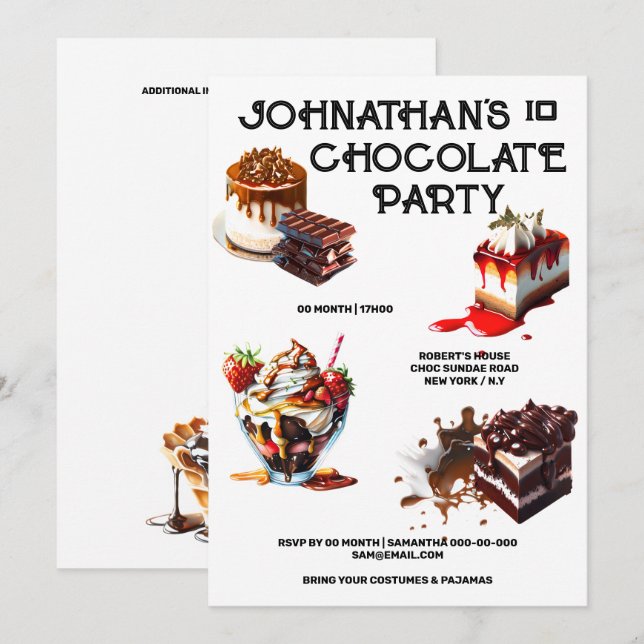 Chokladkakor dessert party-ungar sommar inbjudningar (Fram/baksida)