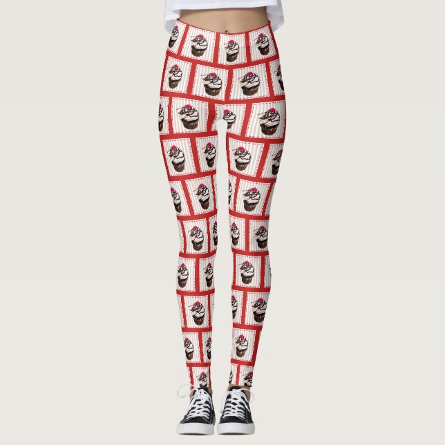 Chokladkakor med Cherry Dessert Leggings (Framsida)