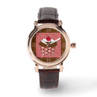 Chokladkakor på Red and White Mönster Armbandsur