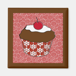 Chokladkakor på Red and White Mönster Magnet
