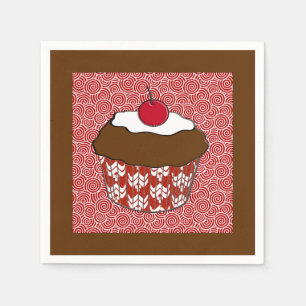 Chokladkakor på Red and White Mönster Pappersservett