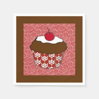Chokladkakor på Red and White Mönster Pappersservett