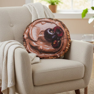 Chokladkörsbärstårta Rund Kudde