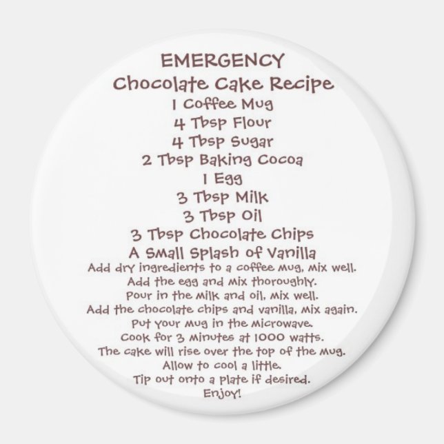 Chokladkummel i Mugg Recipe 2 Magnet (Framsidan)