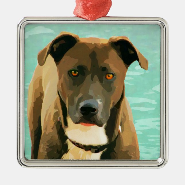 ChokladlabbPitbull blandning Pitador Labrabull Julgransprydnad Metall (Framsidan)
