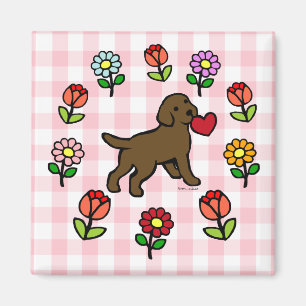 Chokladlabbvalp och röd hjärta magnet