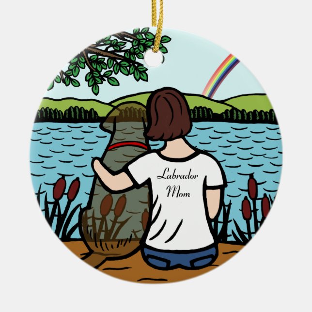 ChokladLabrador ängel och mamma 1 Julgransprydnad Keramik (Framsidan)
