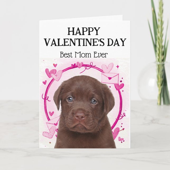 Chokladlabrador Bästa mamma Anpassad Alla hjärtans Helgkort (Framsida)
