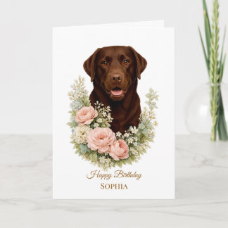 Chokladlabrador Blommig Porträtt Kort