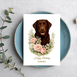 Chokladlabrador Blommig Porträtt Kort