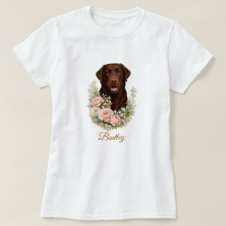 Chokladlabrador Blommig Porträtt T Shirt