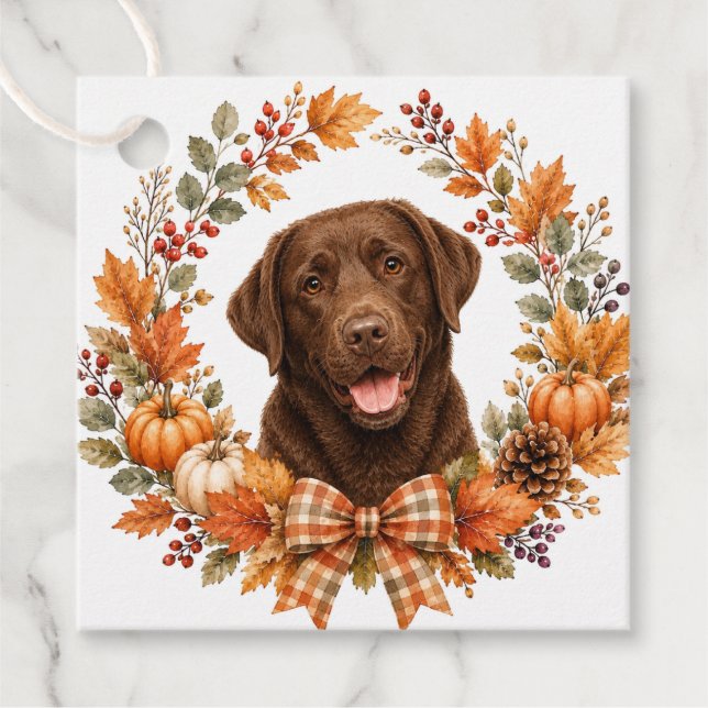 Chokladlabrador Höst Gåvor Etiketter (Framsida)