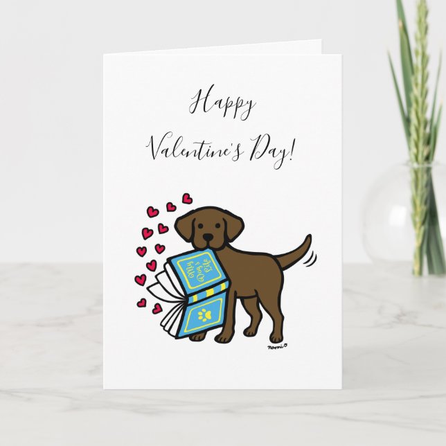 Chokladlabrador Kärlekens Bok Valentine Helgkort (Framsida)