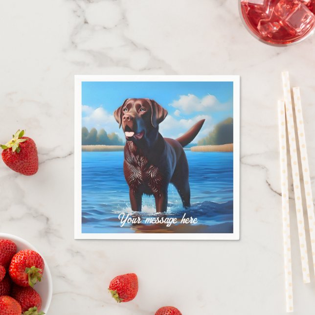Chokladlabrador och Blå Sjö Pappersservett (Insitu)