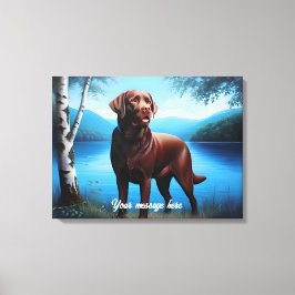 Chokladlabrador och Blue Lake Canvastryck