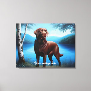 Chokladlabrador och Blue Lake Canvastryck