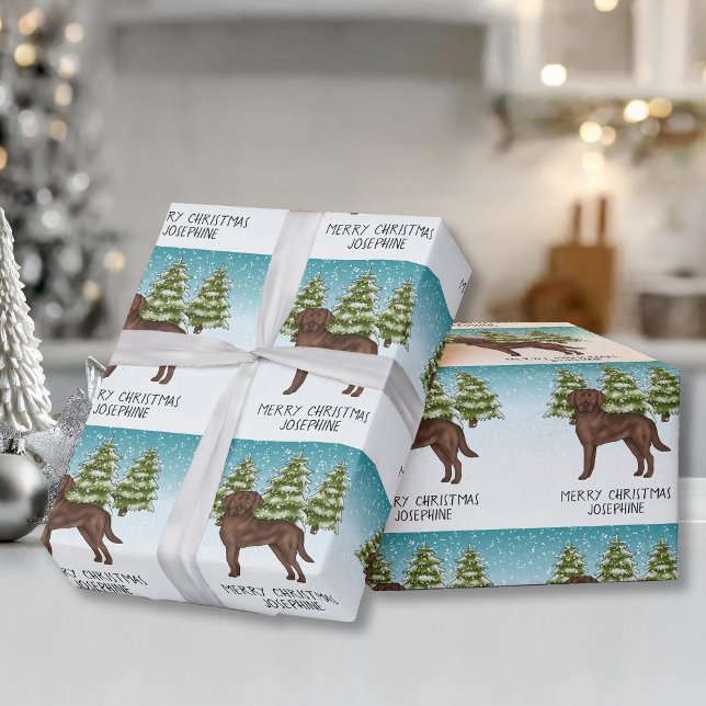 Chokladlabrador Retriever Jul Anpassad Text Presentpapper (Skapare uppladdad)