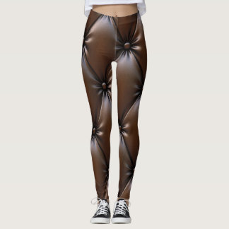 Chokladläder: Luxuriskt ufolstoppläder Struktur Leggings