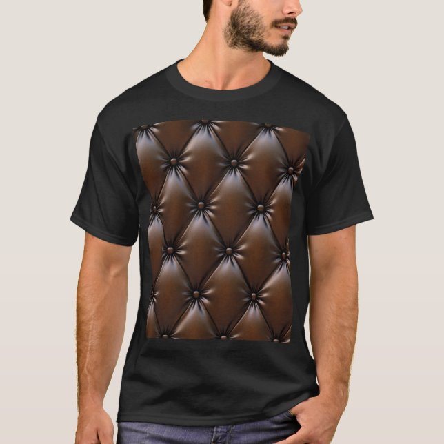 Chokladläder: Lyxig Klädselstruktur T Shirt (Framsida)