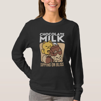 Chokladmjölk att smutta på lycka – Kawaii Kattmat T Shirt