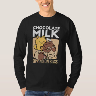 Chokladmjölk att smutta på lycka – Kawaii Kattmat T Shirt