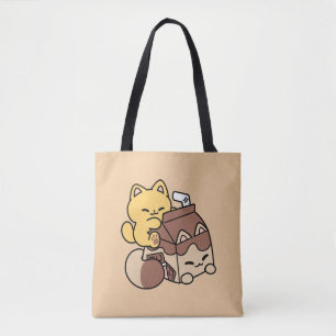 Chokladmjölk som ger salighet – Kawaii Kattmat Tygkasse