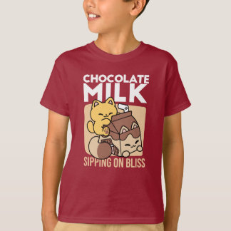 Chokladmjölkdricka i lycka – Kawaii Kattmat T Shirt