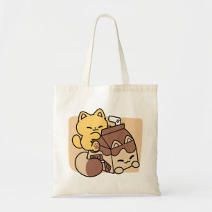 Chokladmjölkdricka i lycka – Kawaii Kattmat Tygkasse
