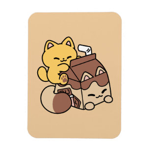 Chokladmjölkdricka på Lycka – Kawaii Kattmat  Magnet