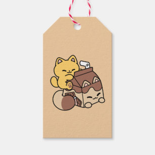 Chokladmjölkdricka på lycka – Kawaii Kattmat  Presentetikett
