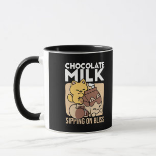 Chokladmjölkdrickande i lycka – Kawaii Kattmat  Mugg