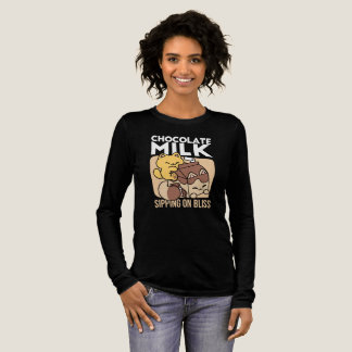 Chokladmjölkdrickande i lycka – Kawaii Kattmat T Shirt