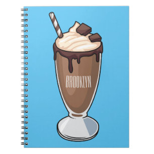 Chokladmjölkskaka tecknad illustration anteckningsbok