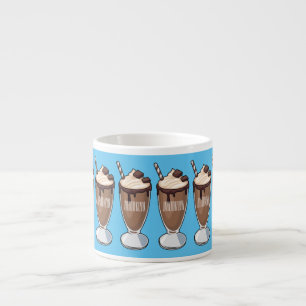 Chokladmjölkskaka tecknad illustration espressomugg