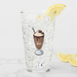 Chokladmjölkskaka tecknad illustration glaskopp