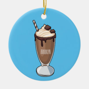 Chokladmjölkskaka tecknad illustration julgransprydnad keramik