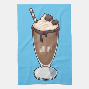 Chokladmjölkskaka tecknad illustration kökshandduk