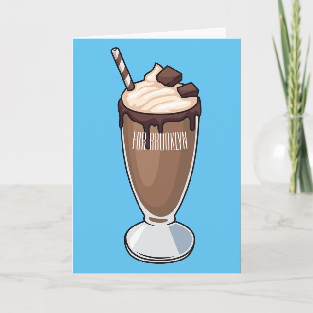 Chokladmjölkskaka tecknad illustration kort (Framsida)