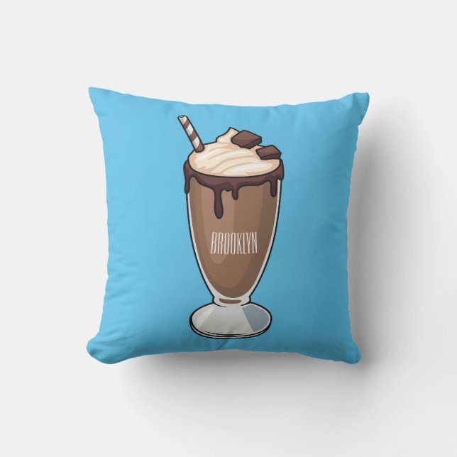 Chokladmjölkskaka tecknad illustration kudde (Framsida)