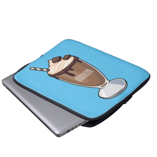 Chokladmjölkskaka tecknad illustration laptop fodral (Framre botten)