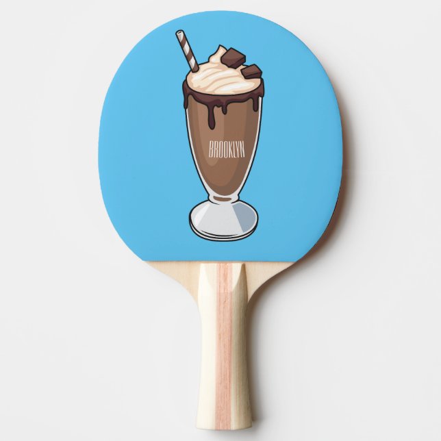 Chokladmjölkskaka tecknad illustration pingisracket (Framsidan)