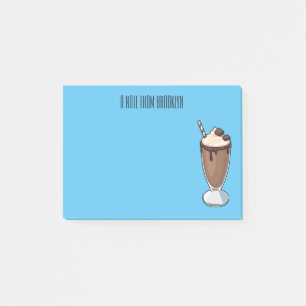 Chokladmjölkskaka tecknad illustration post-it block