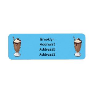 Chokladmjölkskaka tecknad illustration returadress etikett