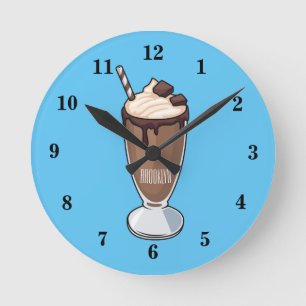 Chokladmjölkskaka tecknad illustration rund klocka
