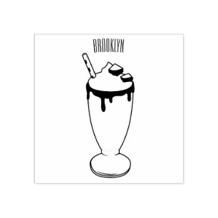 Chokladmjölkskaka tecknad illustration stämpel